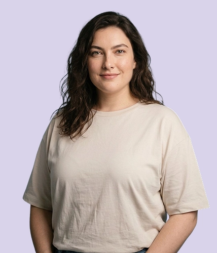 Mujer usando la app de Senda Health